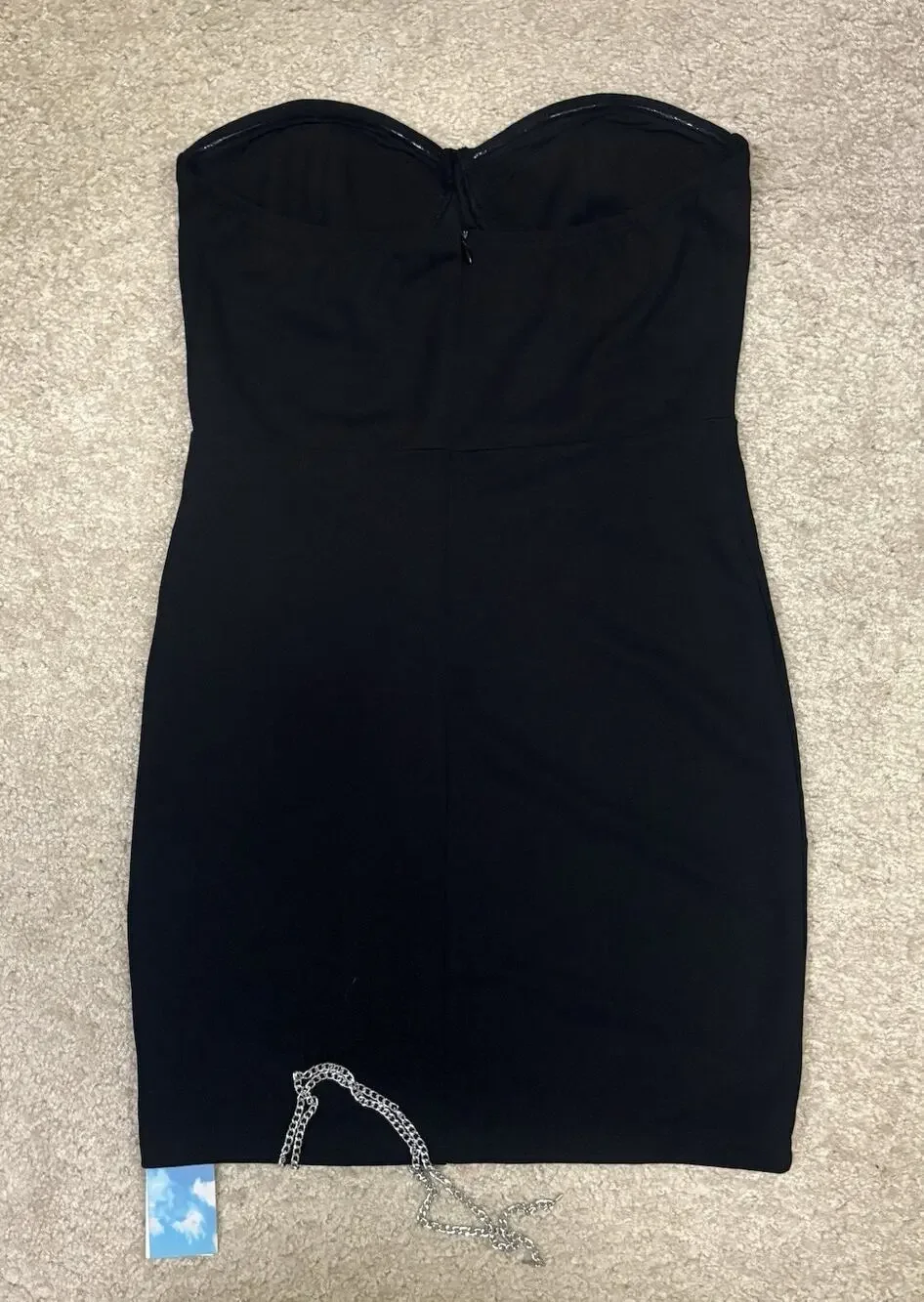 🖤 Cider Black Strapless Chain Slit Mini Dress 🖤size Medium